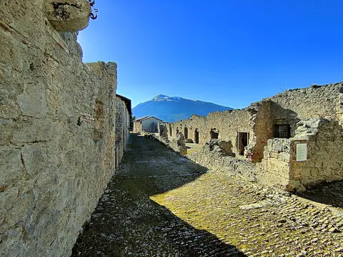 Inside the Fortress of Civitella, with the Gran Sasso in the background