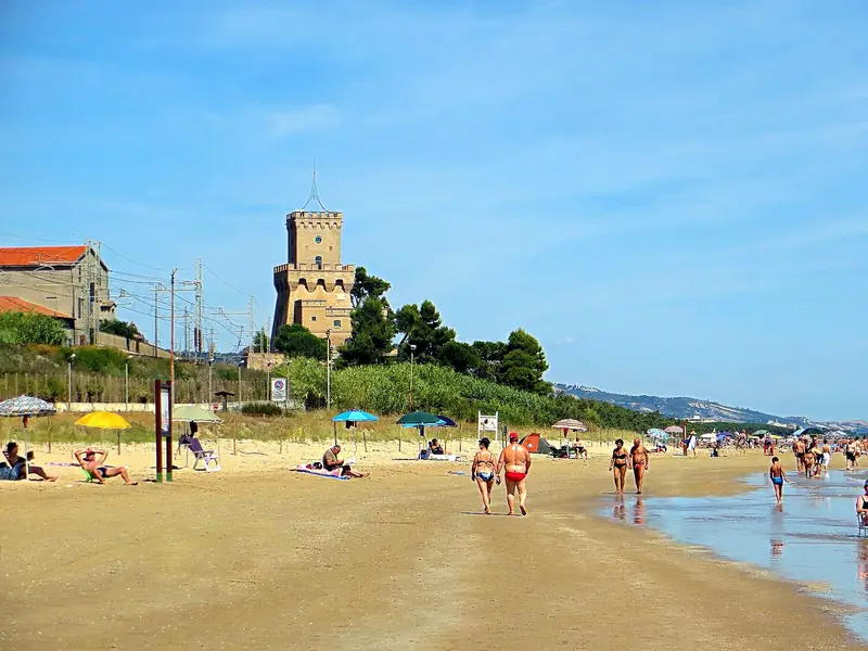 Pineto beach with the Cerrano Tower