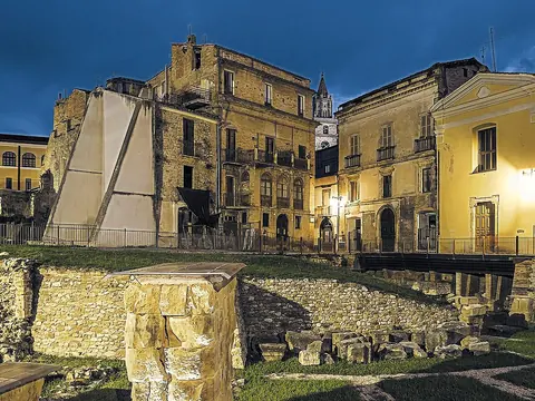 Teramo's Roman theatre at sunset